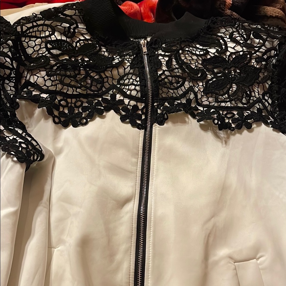Women's Black and White Lace Jacket